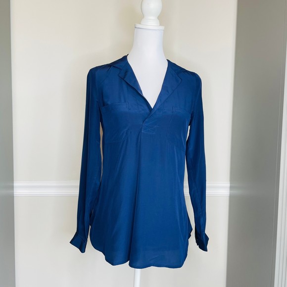 Lilly Pulitzer Blouse SILK Long Sleeve Relaxed Pocket XS